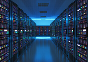 View inside of a large data center