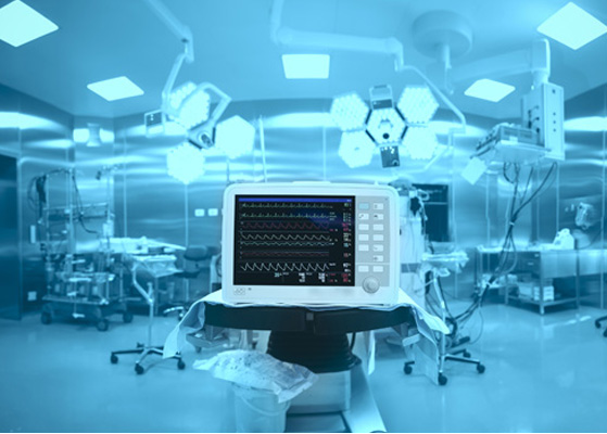 Close up view of an electrical panel inside of a hospital room